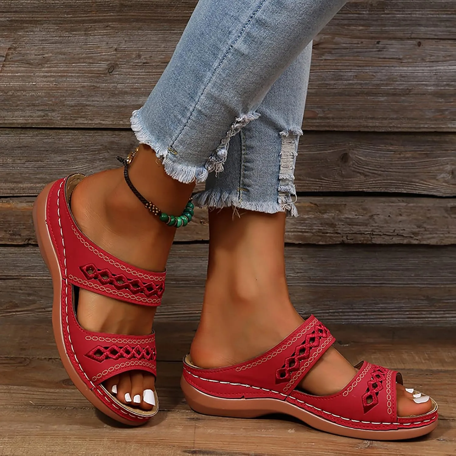 Cathalem Summer Sandals for Women 2024 Dressy Summer Womens Comfortable Walking Sandals Fashion Orthotic Slides