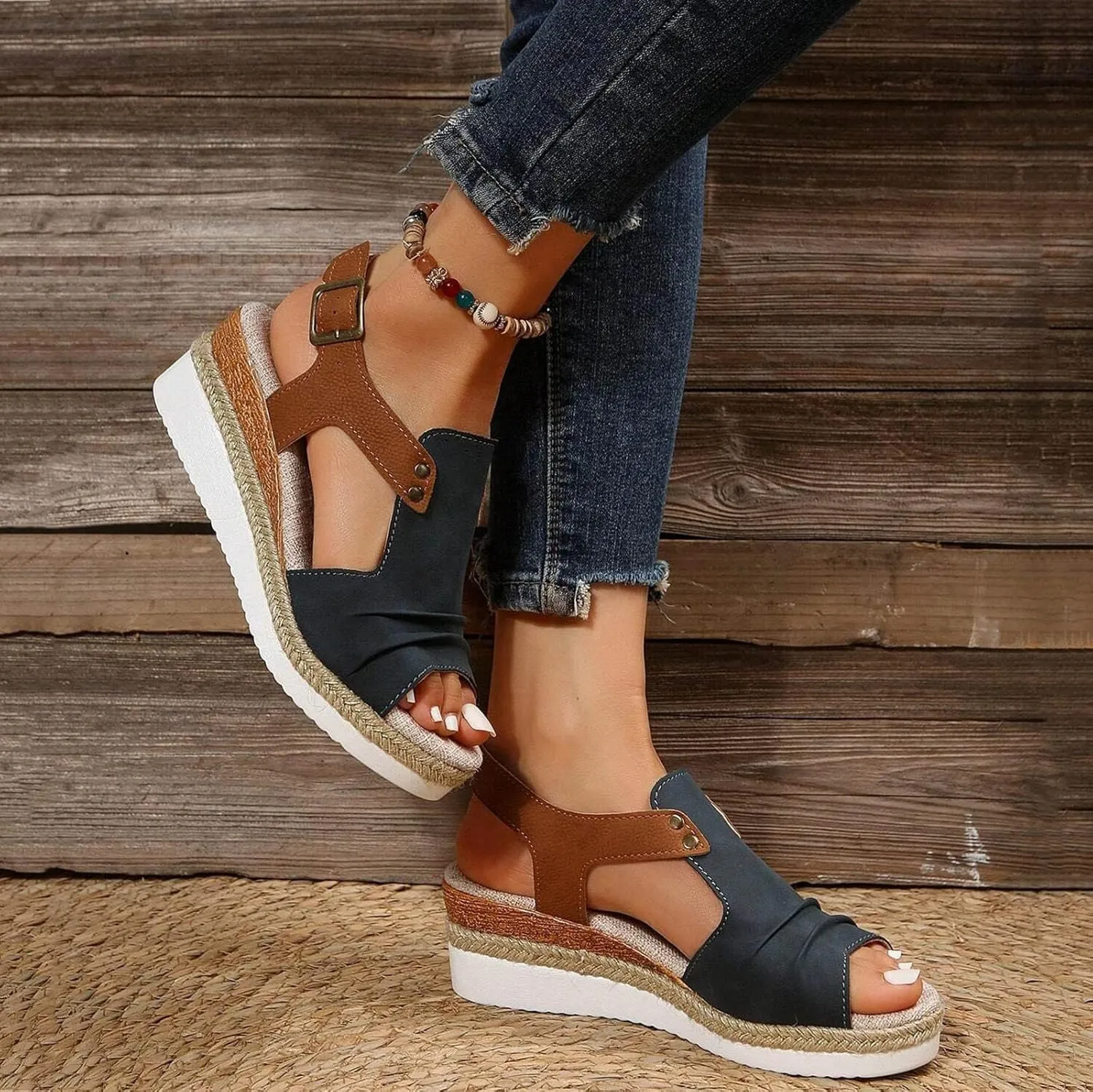 Cathalem Summer Sandals for Women 2024 Orthopedic Platform Sandals Espadrille Sandals Women Outdoor Beach Shoes