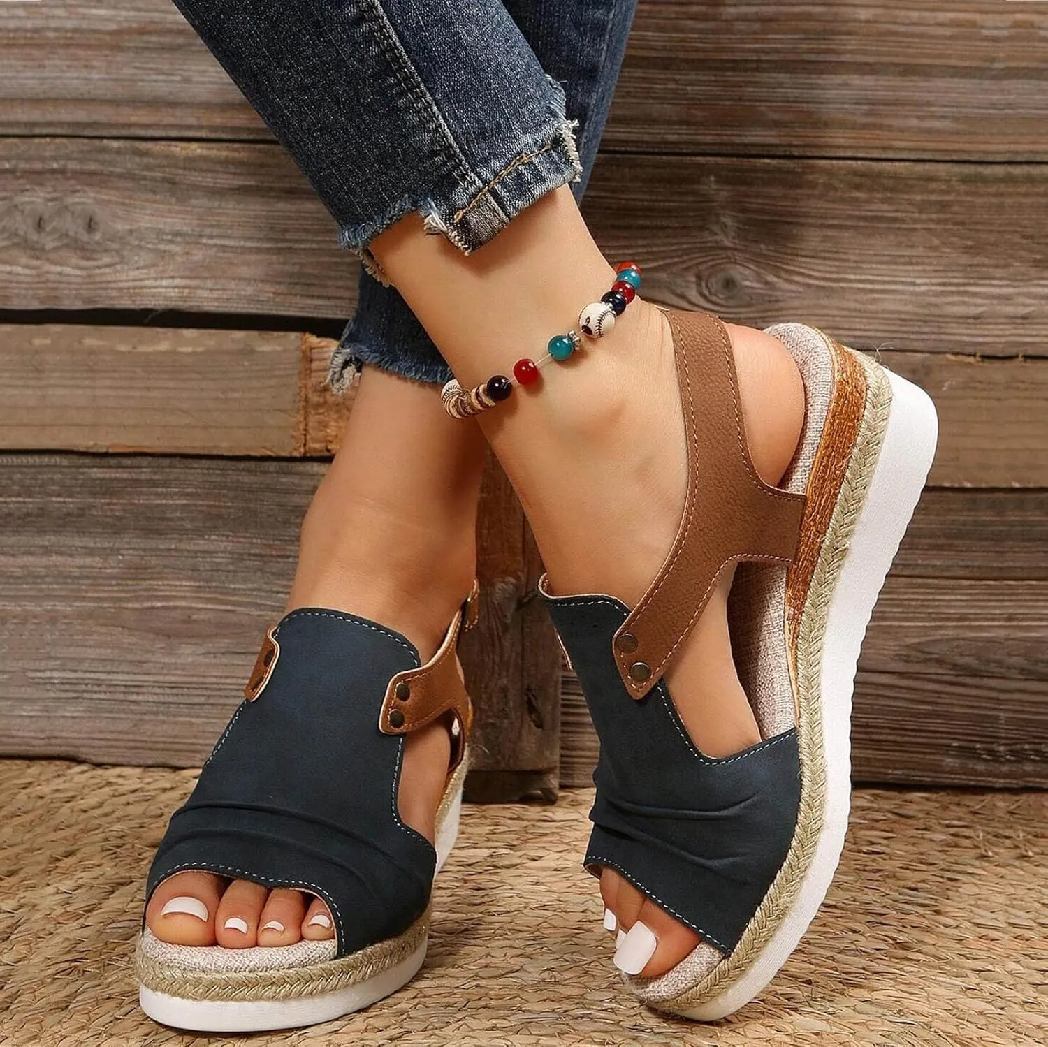 Cathalem Summer Sandals for Women 2024 Orthopedic Platform Sandals Espadrille Sandals Women Outdoor Beach Shoes