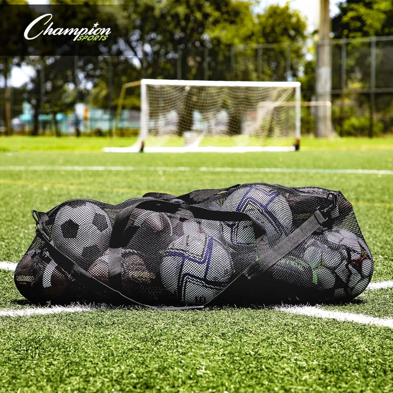 Champion Sports Mesh Duffle Bag with Zipper and Adjustable Shoulder Strap, 15 x 36 - Multipurpose, Oversized Gym Bag for Equipment, Sports Gear, Laundry - Breathable Mesh Scuba and Travel Bag