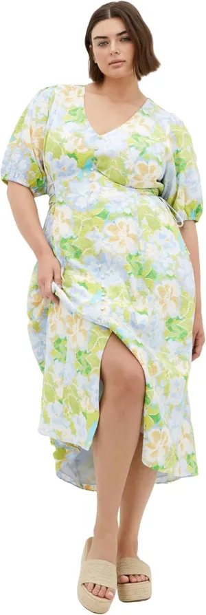 City Chic Women's Plus Size Dress - Roselle Button Corset Midi