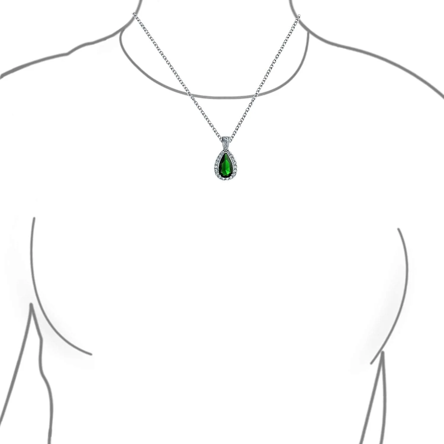 Classic Bridal Jewelry Large Pear Shape 24X15 Solitaire Teardrop Halo AAA 15CT CZ Simulated Gemstone Pendant Necklace For Women Prom Bridesmaid Wedding Silver Plated