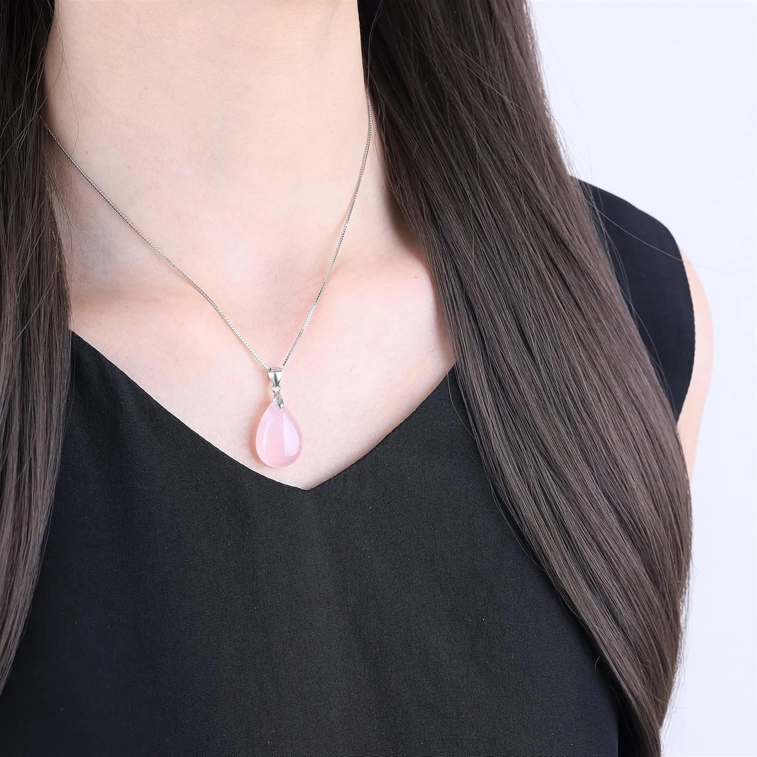 COAI 925 Sterling Silver Teardrop Crystal Necklace for Women, Teardrop Pendant for Women