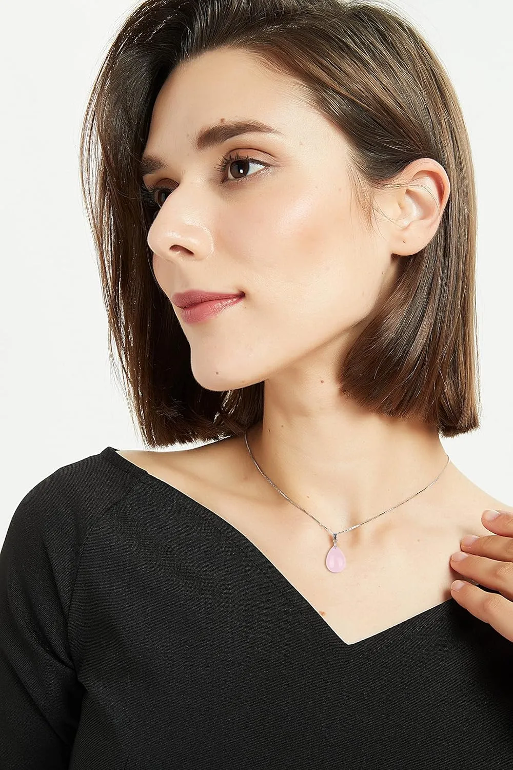 COAI 925 Sterling Silver Teardrop Crystal Necklace for Women, Teardrop Pendant for Women