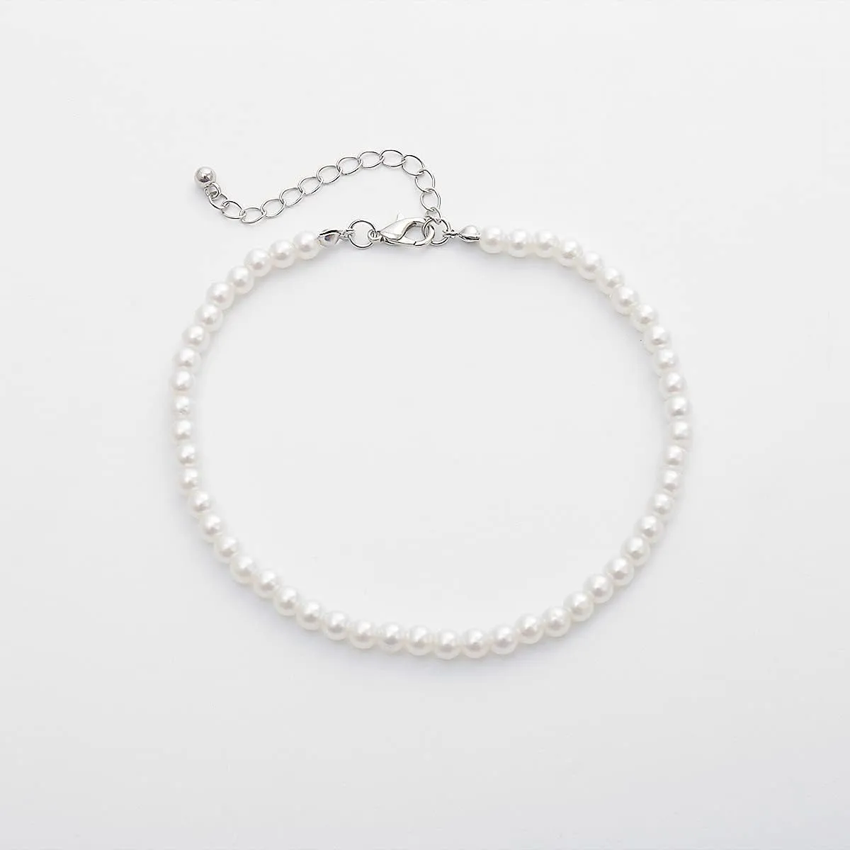 COLORFUL BLING 1Pc Pearl Handmade Anklet Simple Imitation pearls Hand Woven Boho Foot Jewelry Anklet Bracelet Summer Beach for Women