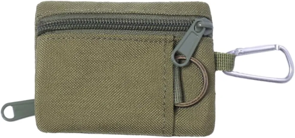 Compact Wallet with Carabiner Waist Mini Key Card Case Hunting Gear Pouch Bag