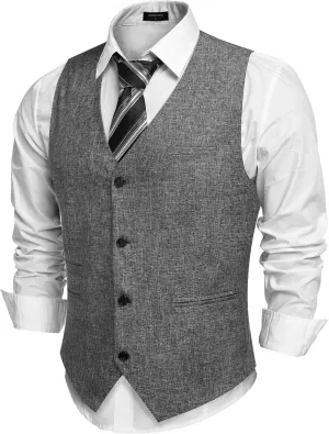 COOFANDY Men's Casual Business Vests Lightweight Waistcoat Slim Fit Suit Vest