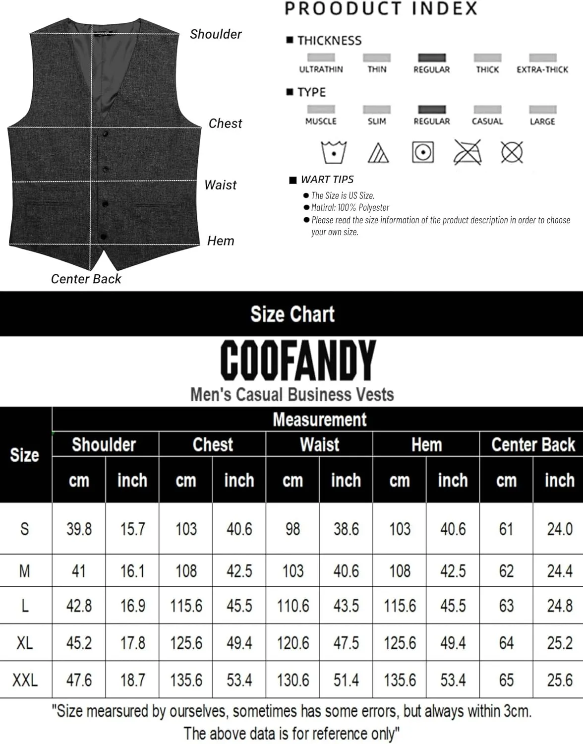 COOFANDY Men's Casual Business Vests Lightweight Waistcoat Slim Fit Suit Vest