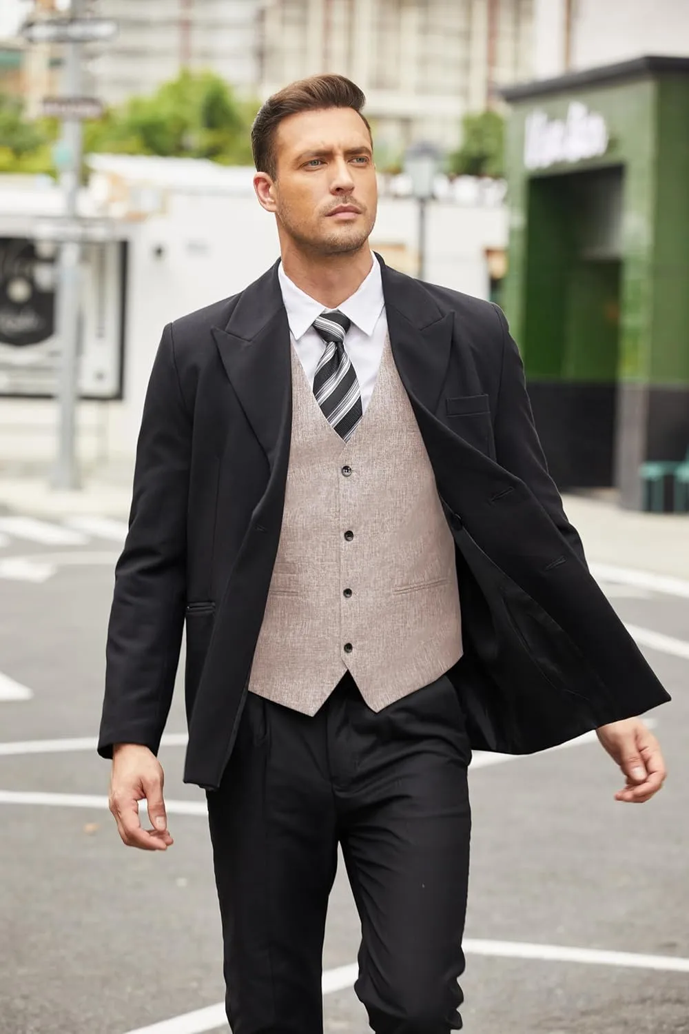COOFANDY Men's Casual Business Vests Lightweight Waistcoat Slim Fit Suit Vest