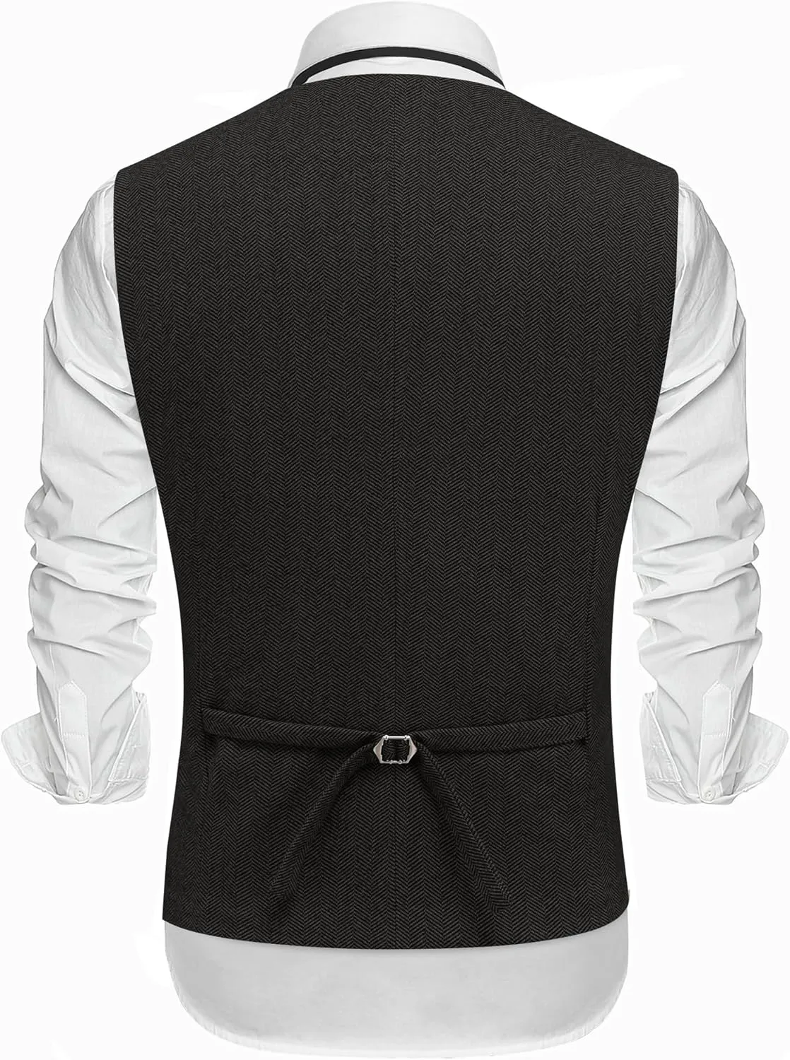 COOFANDY Men's Herringbone Tweed Suit Vests Slim Fit Waistcoat Casual Business Dress Vest