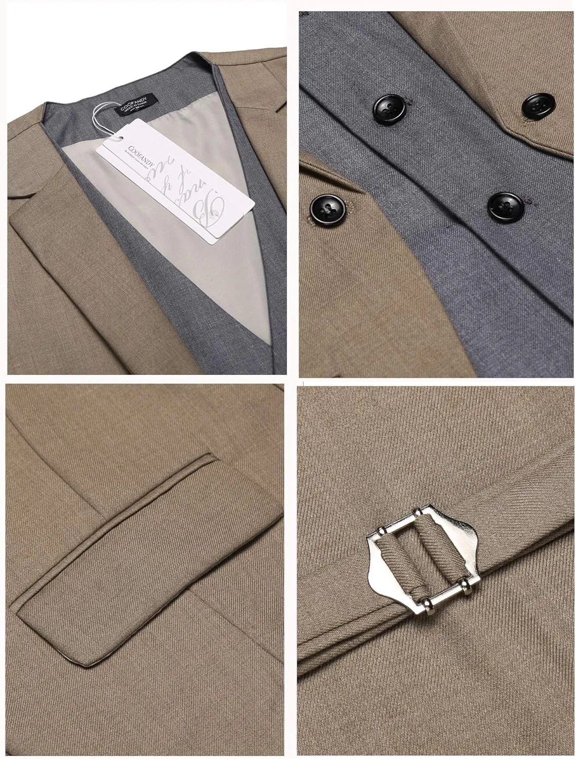 COOFANDY Men's Layered Suit Vest Business Dress Vests Formal Wedding Waistcoat Slim Fit