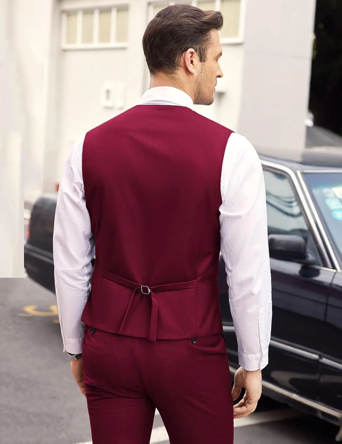 COOFANDY Men's Layered Suit Vest Business Dress Vests Formal Wedding Waistcoat Slim Fit