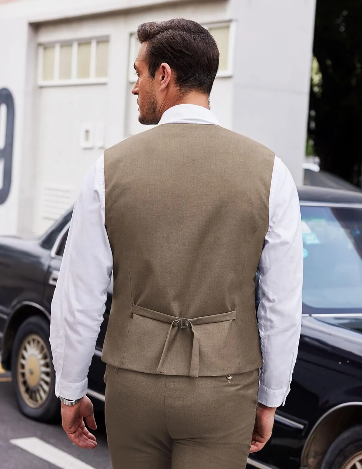 COOFANDY Men's Layered Suit Vest Business Dress Vests Formal Wedding Waistcoat Slim Fit