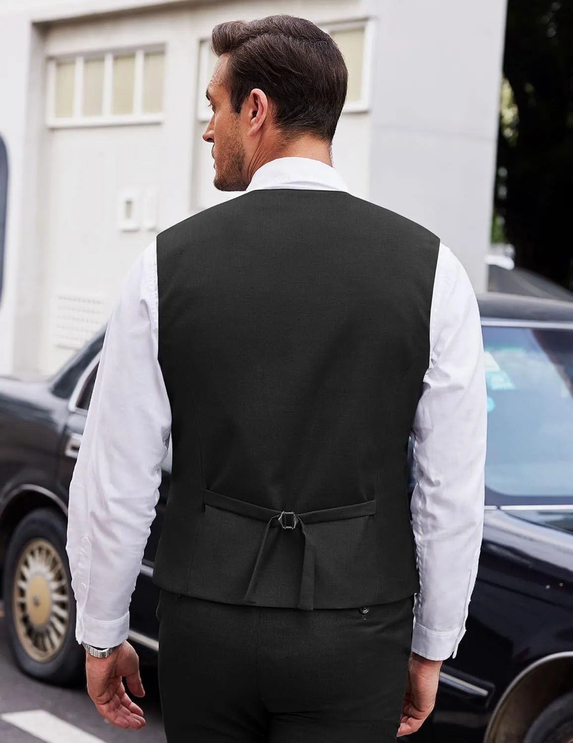 COOFANDY Men's Layered Suit Vest Business Dress Vests Formal Wedding Waistcoat Slim Fit