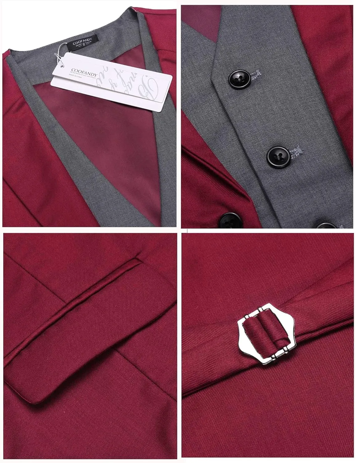COOFANDY Men's Layered Suit Vest Business Dress Vests Formal Wedding Waistcoat Slim Fit