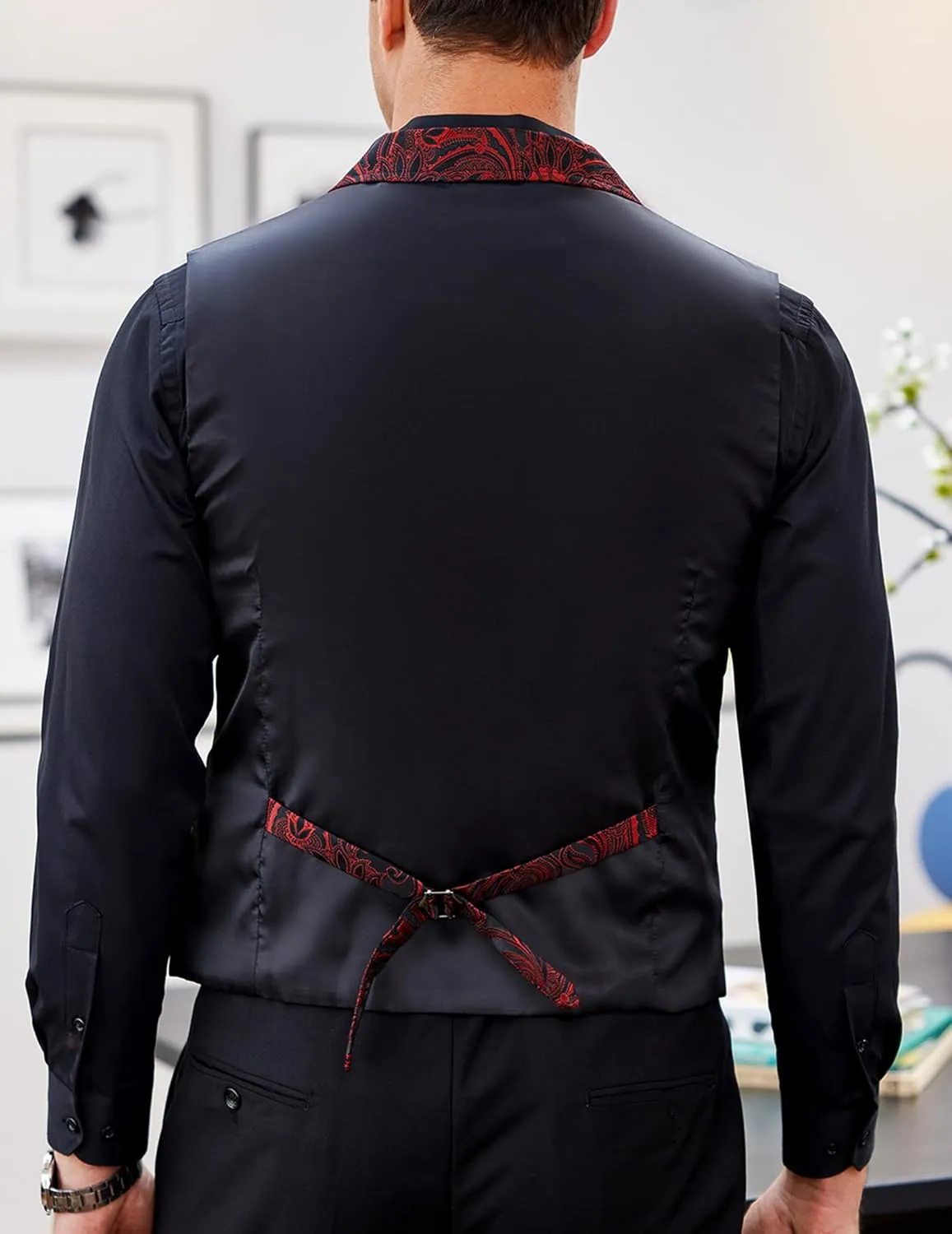 COOFANDY Mens Suit Vest Paisley Floral Victorian Vests Gothic Steampunk Formal Waistcoat Tuxedo Vests with Notched Lapels