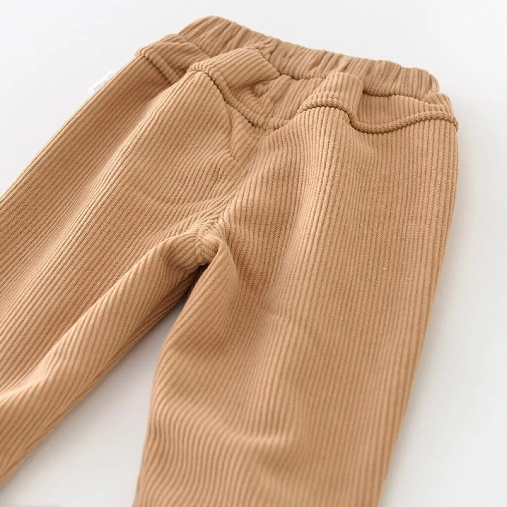 Corduroy Embroidered Flower Plush Pants