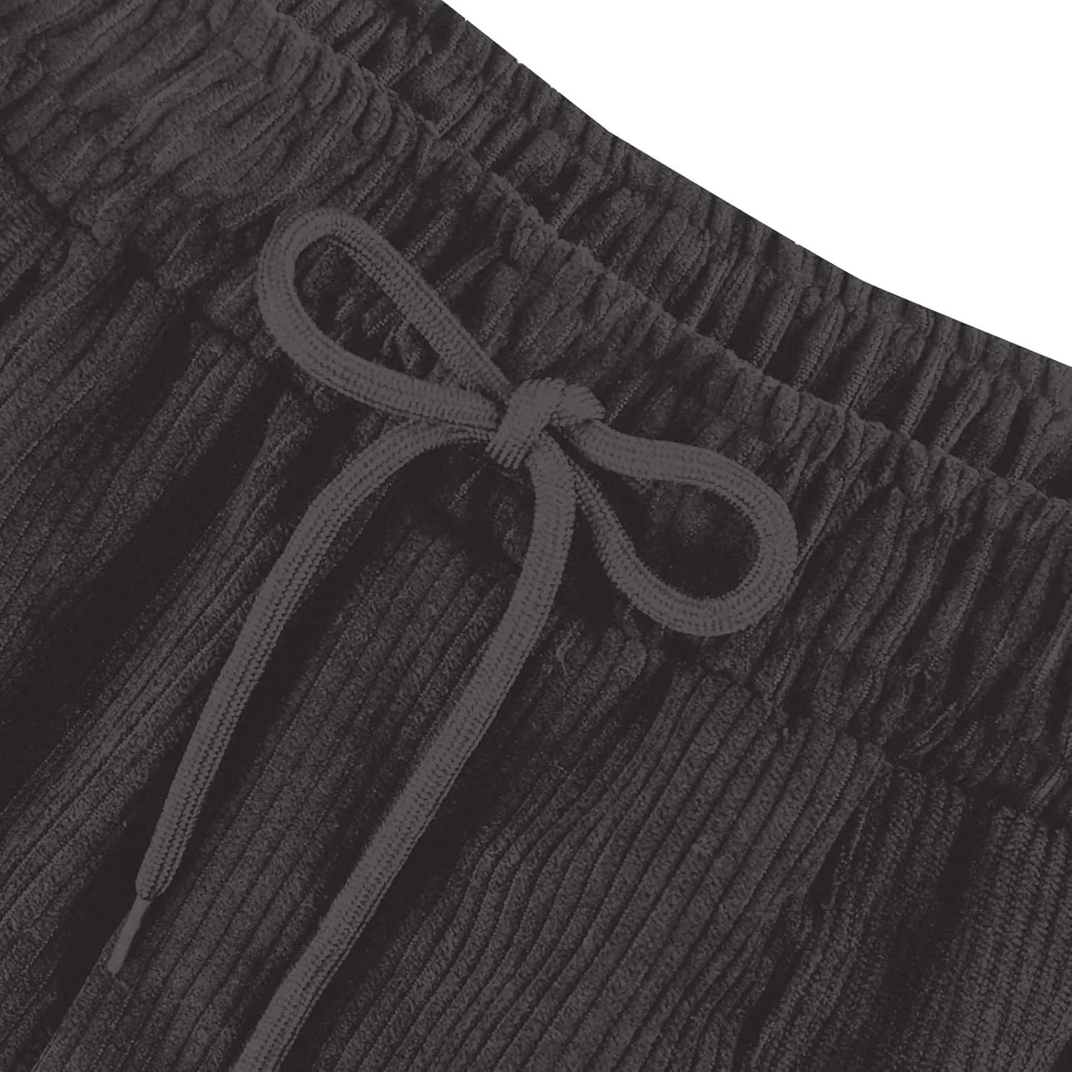 Corduroy Pants Women High Waisted Wide Leg Pants Casual Drawstring Elastic Waist Straight Leg Pants with Pockets