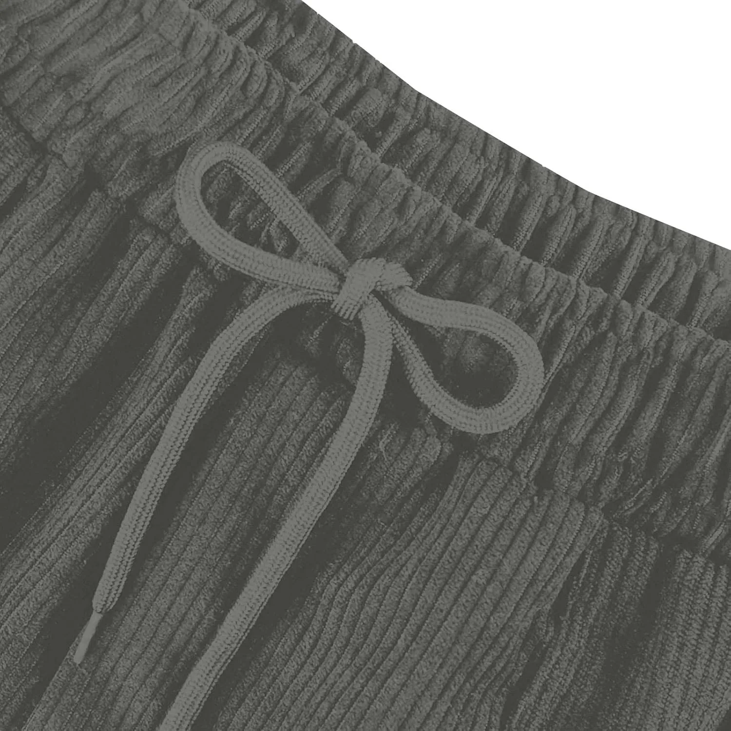 Corduroy Pants Women High Waisted Wide Leg Pants Casual Drawstring Elastic Waist Straight Leg Pants with Pockets