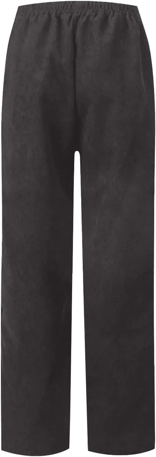 Corduroy Pants Women High Waisted Wide Leg Pants Casual Drawstring Elastic Waist Straight Leg Pants with Pockets