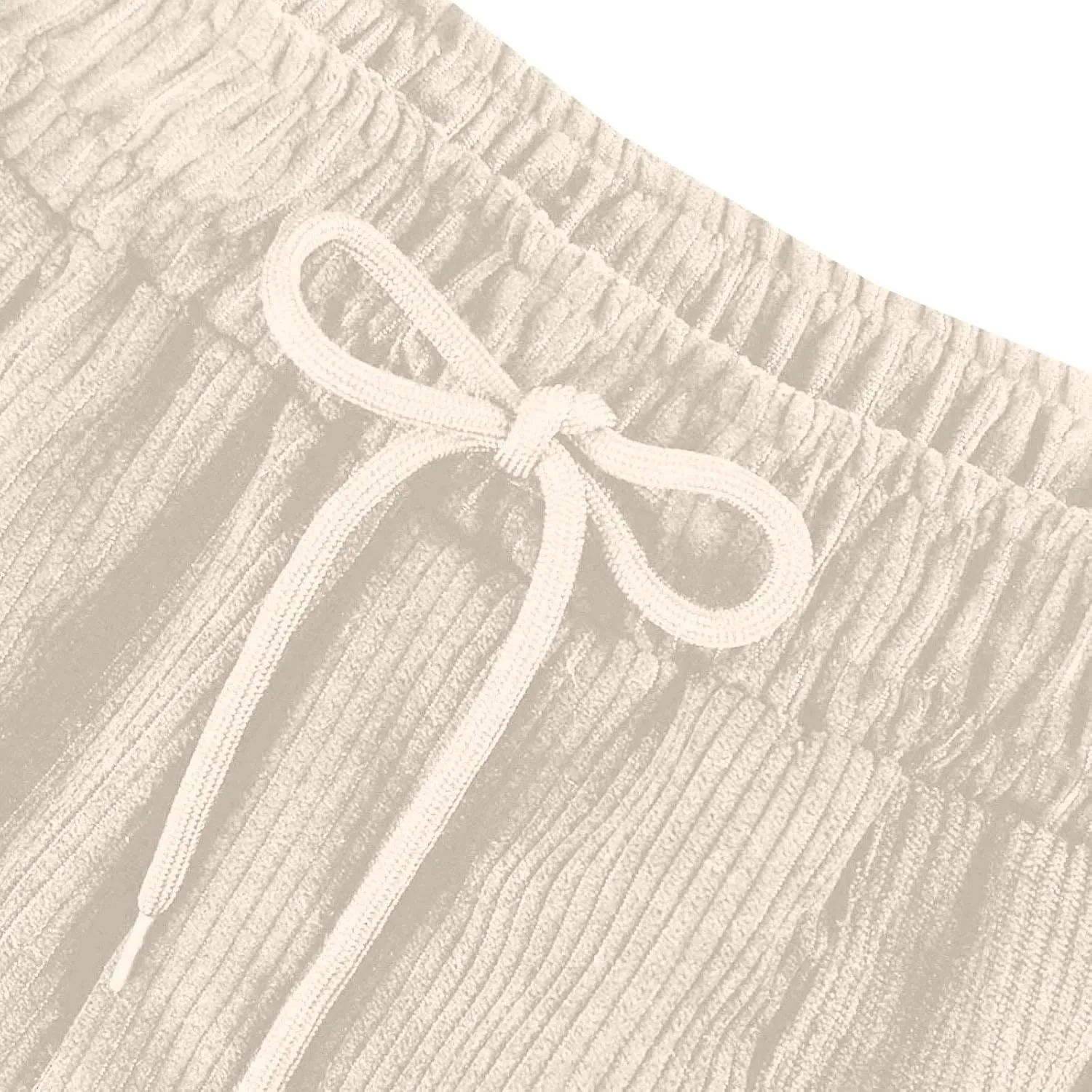Corduroy Pants Women High Waisted Wide Leg Pants Casual Drawstring Elastic Waist Straight Leg Pants with Pockets