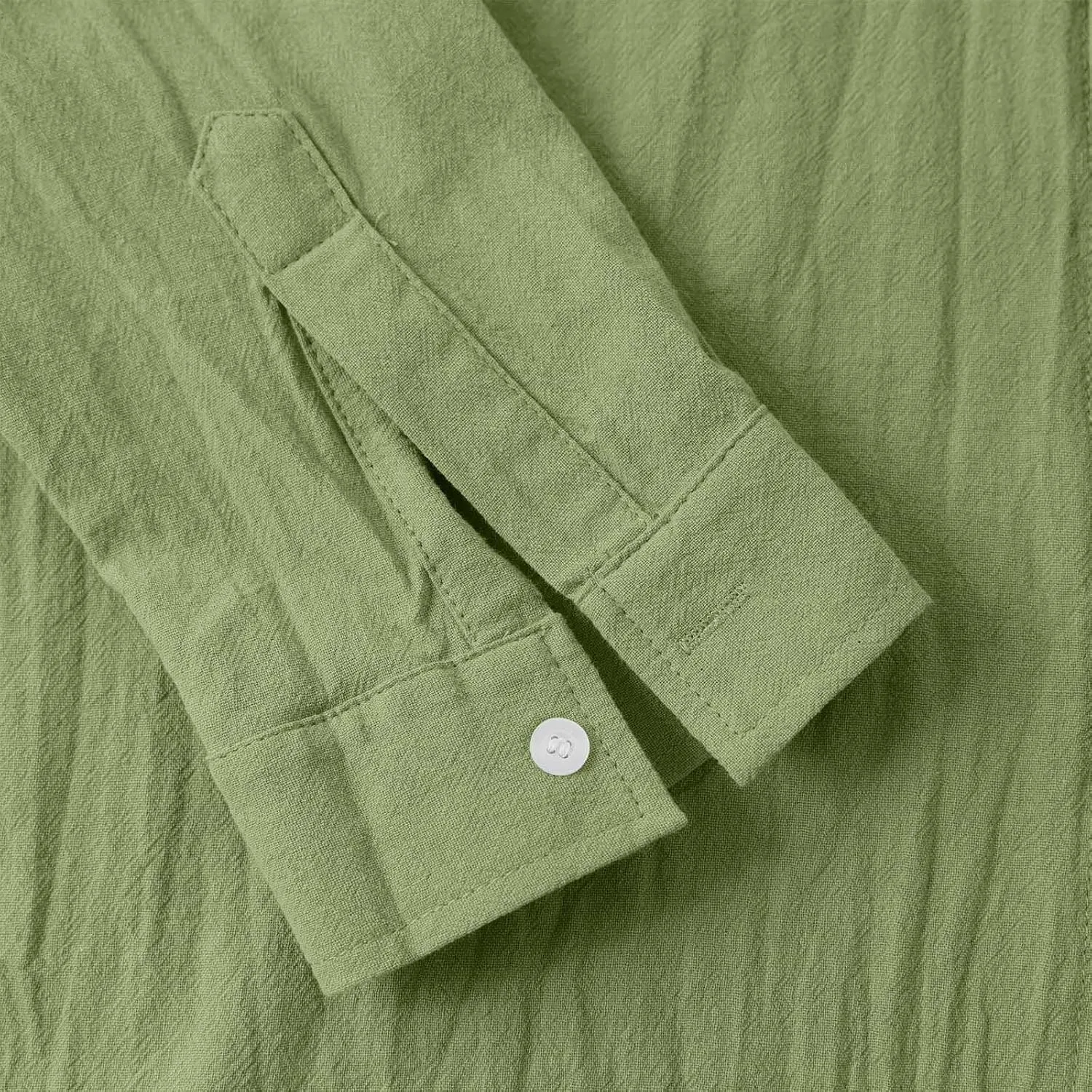 Cotton Linen Shirts for Men Long Sleeve Lapel Collar Buttons Shirt with Pockets Casual Regular Fit Lightweight Blouse