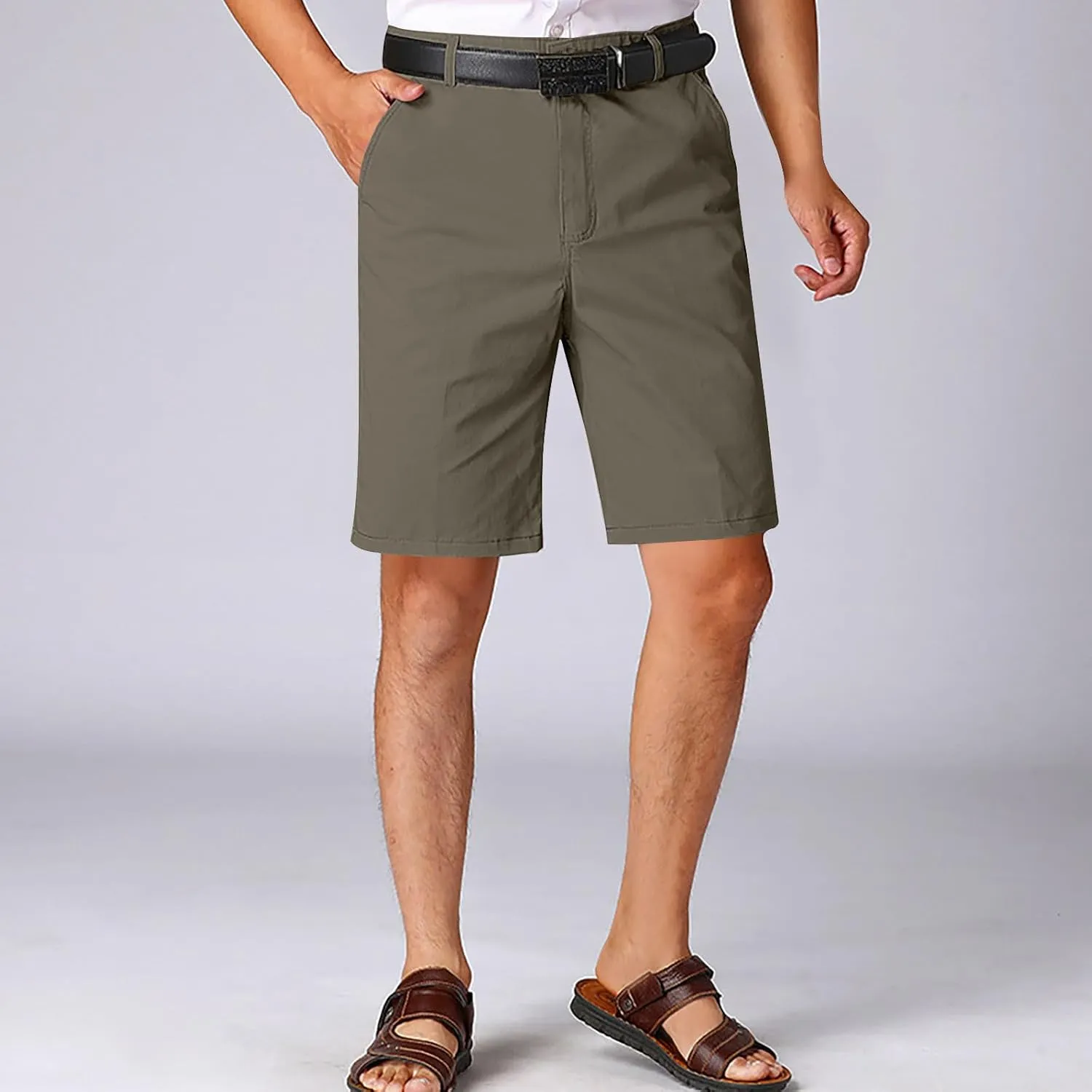 Cotton Mens Chino Shorts Tailored Casual Side Pockets Chino Shorts Summer Office(Available in Plus Size)