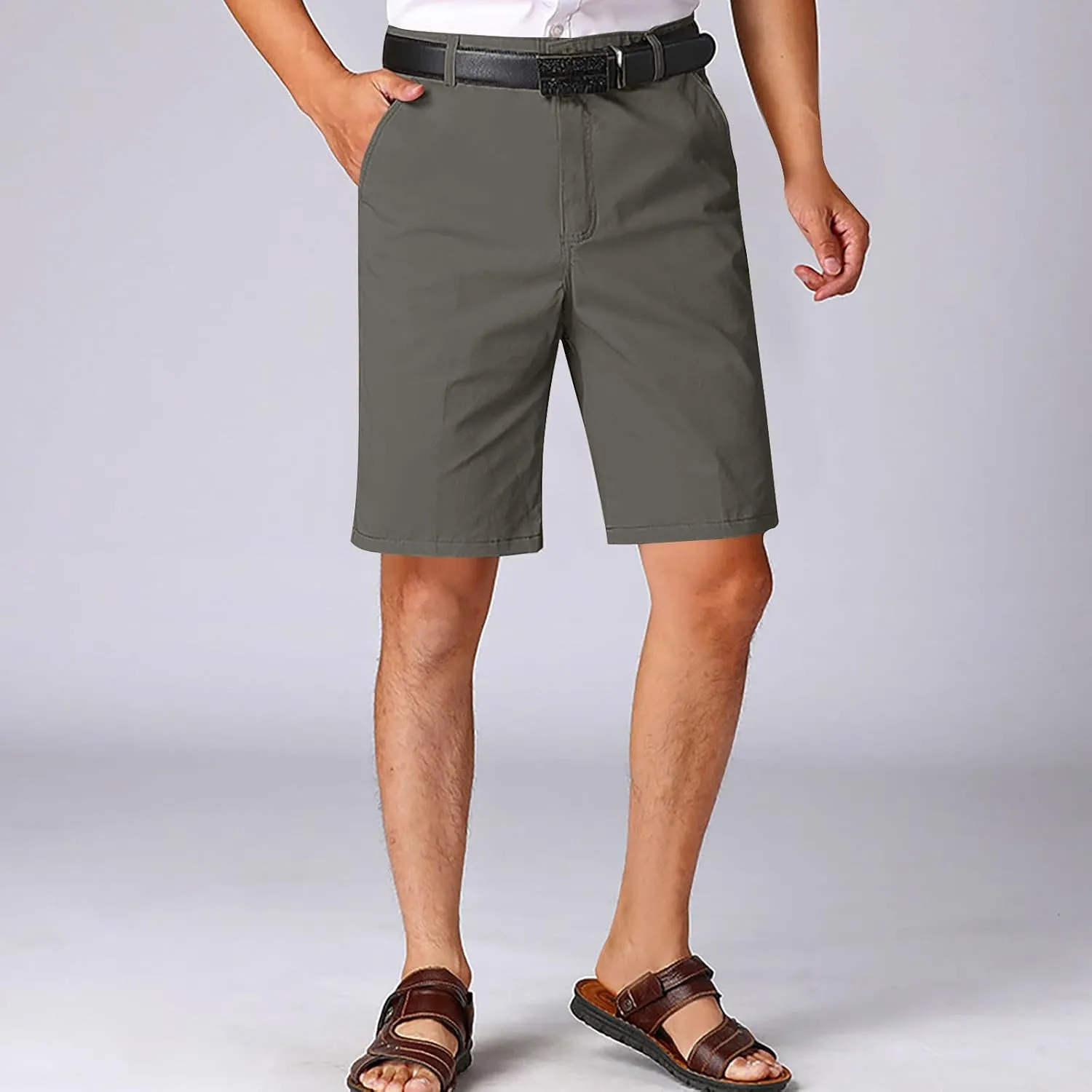 Cotton Mens Chino Shorts Tailored Casual Side Pockets Chino Shorts Summer Office(Available in Plus Size)