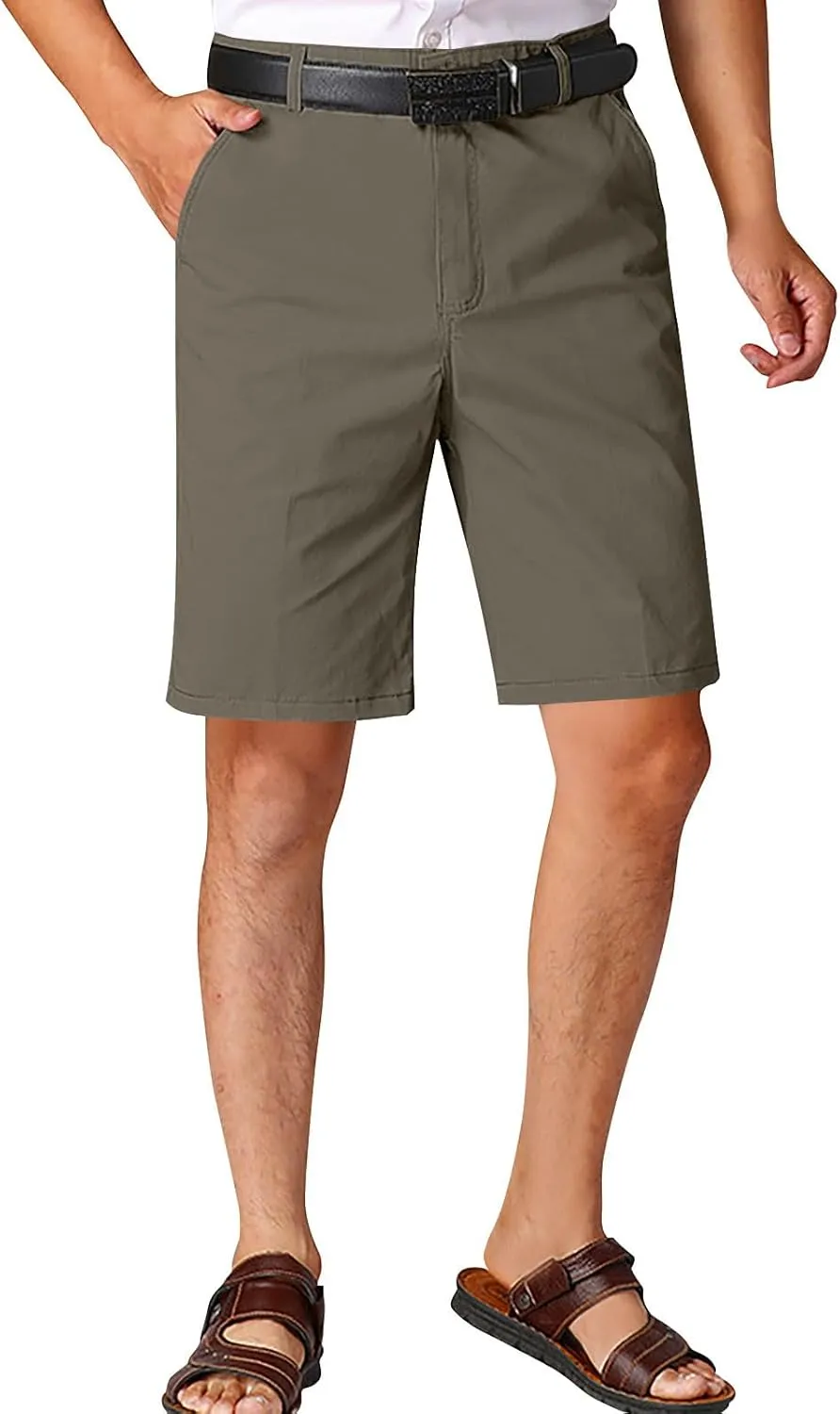 Cotton Mens Chino Shorts Tailored Casual Side Pockets Chino Shorts Summer Office(Available in Plus Size)