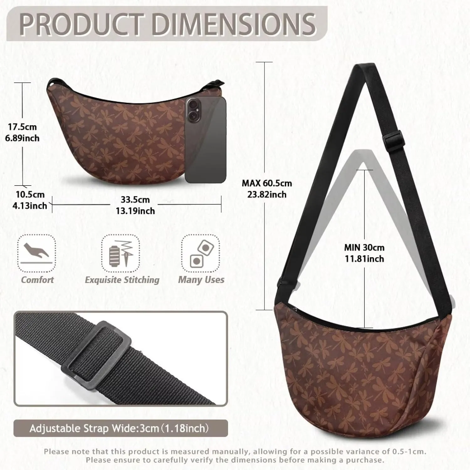 Crescent Cross-body Bags Lightweight and Soft Shoulder Bag Purse Small Dumpling Hobo Bag Fashion Handbags