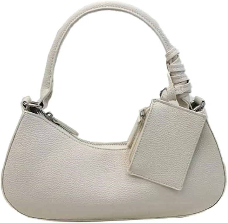 Crescent Shoulder Bags for Women Trendy Leather Underarm Purses Satchel Top Handle Handbags with Small Wallet 2025