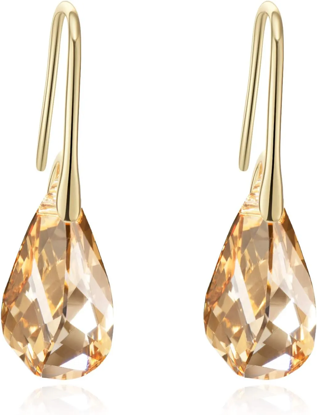 Crystal Teardrop Earrings S925 Sterling Silver Dangle Earrings Gold Plated Earrings for Women