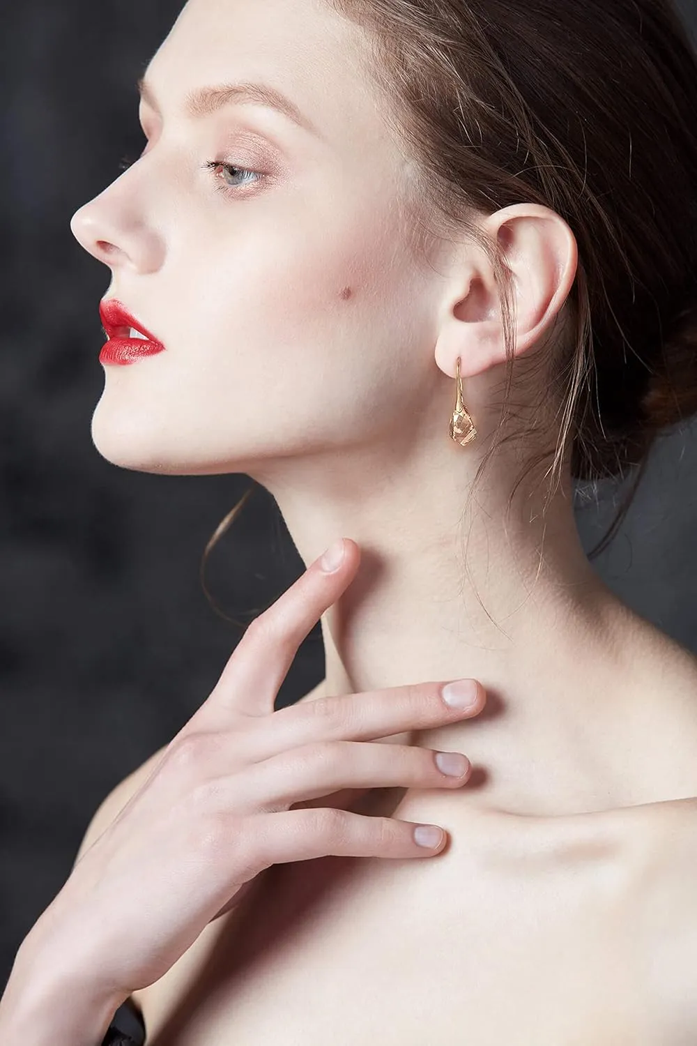 Crystal Teardrop Earrings S925 Sterling Silver Dangle Earrings Gold Plated Earrings for Women