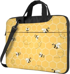 Cute Bees Waterproof 13-15.6 Inch Laptop Bag For Man And Women, Computer Messenger Bag, Trendy Shoulder Strap Design
