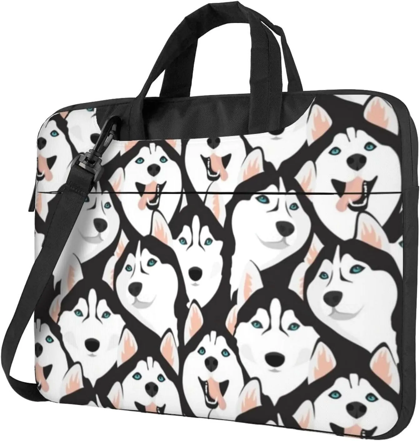 Cute Husky Dogs Waterproof 13-15.6 Inch Laptop Bag For Man And Women, Computer Messenger Bag, Trendy Shoulder Strap Design