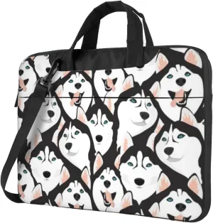 Cute Husky Dogs Waterproof 13-15.6 Inch Laptop Bag For Man And Women, Computer Messenger Bag, Trendy Shoulder Strap Design