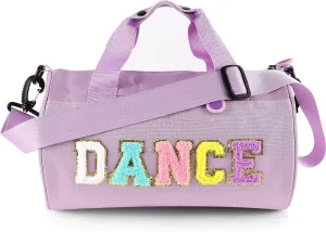 Dance Ballet Bag for Girls Sport Gym Duffle Bags Overnight Travel Bags Fun Dance Workout Duffel Bag Toddler Kid Cute Bag for Dancers, Girls, Teens, Student Athletes (Purple)