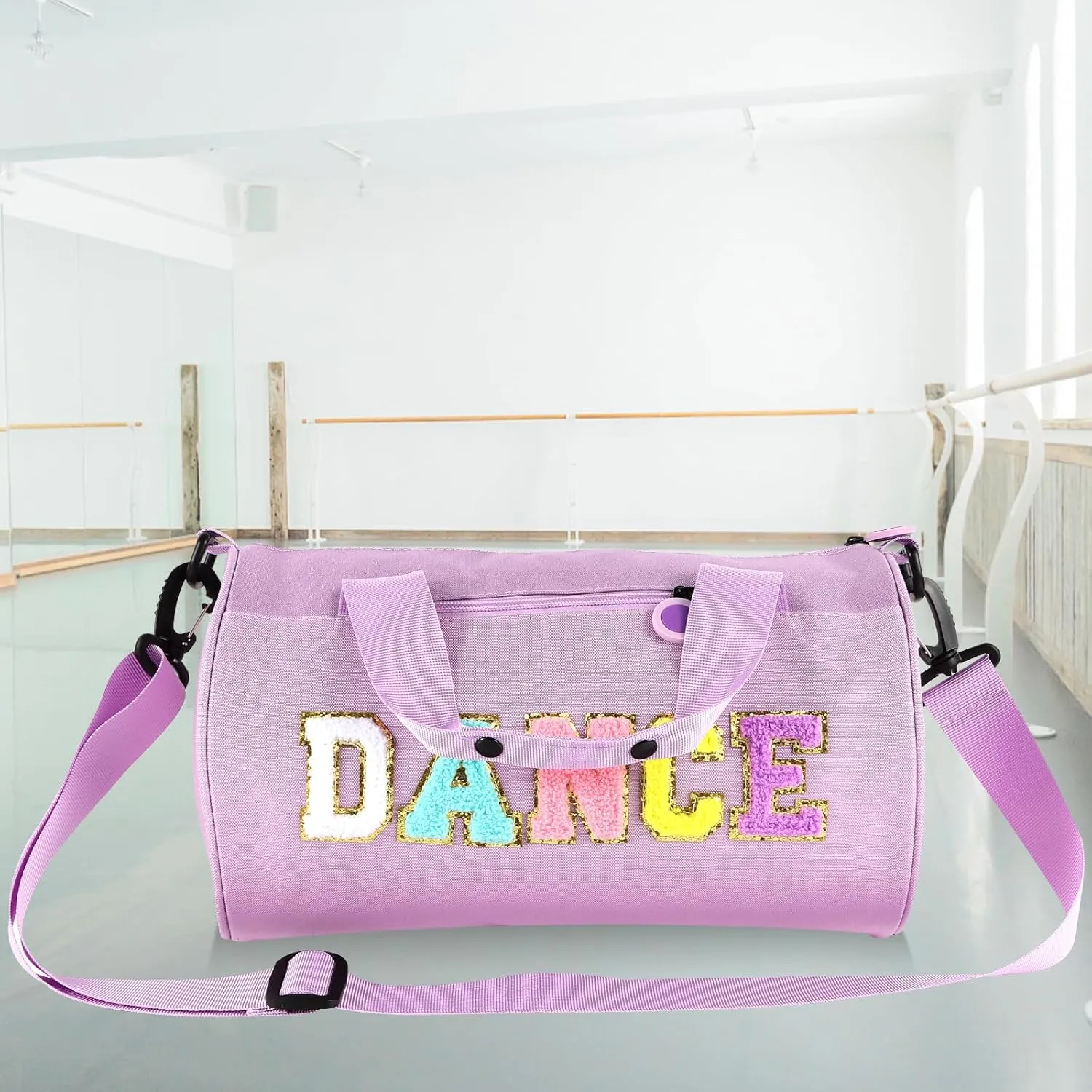 Dance Ballet Bag for Girls Sport Gym Duffle Bags Overnight Travel Bags Fun Dance Workout Duffel Bag Toddler Kid Cute Bag for Dancers, Girls, Teens, Student Athletes (Purple)