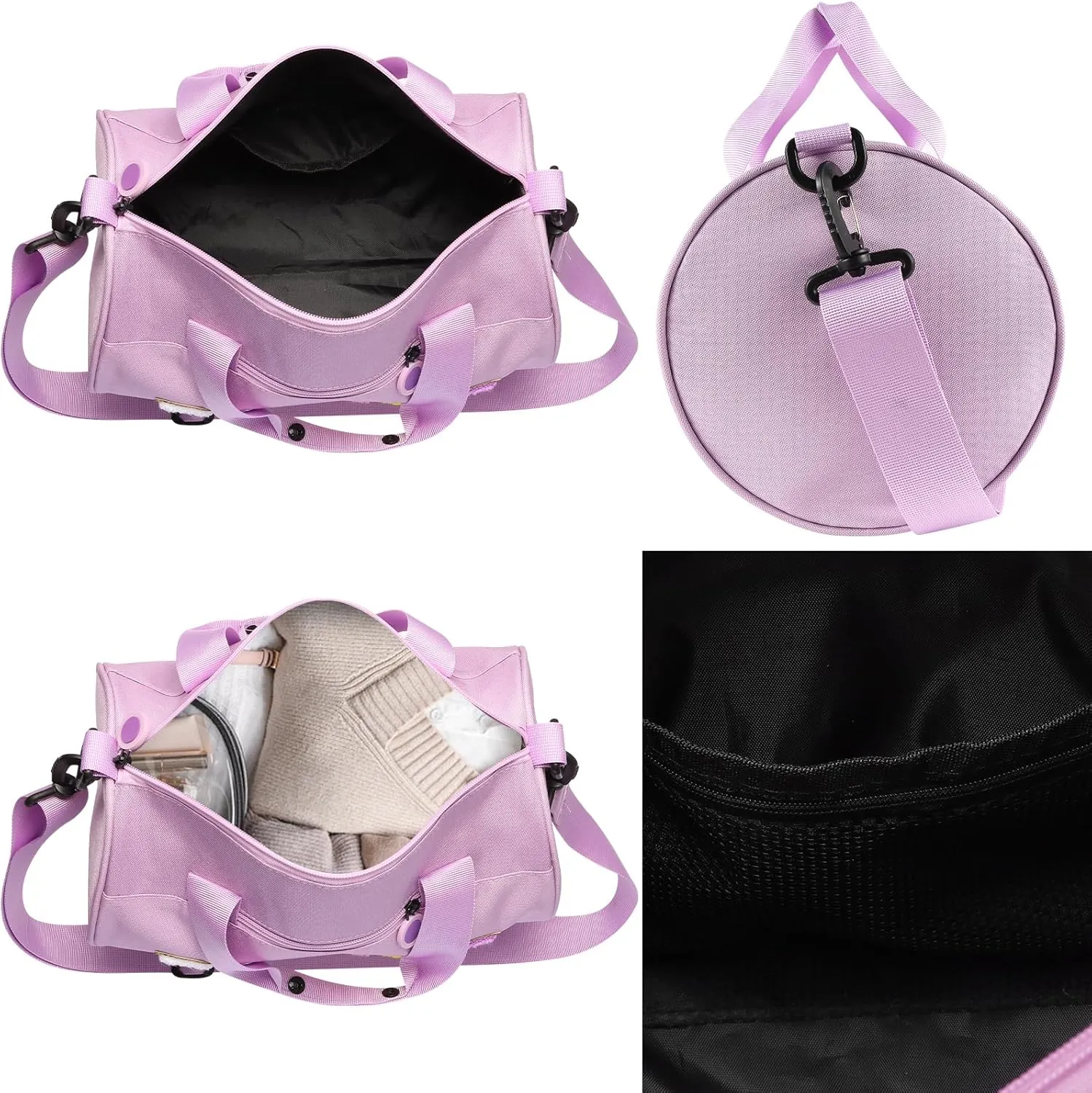 Dance Ballet Bag for Girls Sport Gym Duffle Bags Overnight Travel Bags Fun Dance Workout Duffel Bag Toddler Kid Cute Bag for Dancers, Girls, Teens, Student Athletes (Purple)