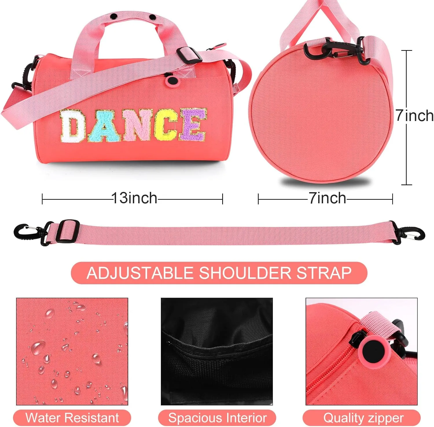 Dance Ballet Bag for Girls Sport Gym Duffle Bags Overnight Travel Bags Fun Dance Workout Duffel Bag Toddler Kid Cute Bag for Dancers, Girls, Teens, Student Athletes