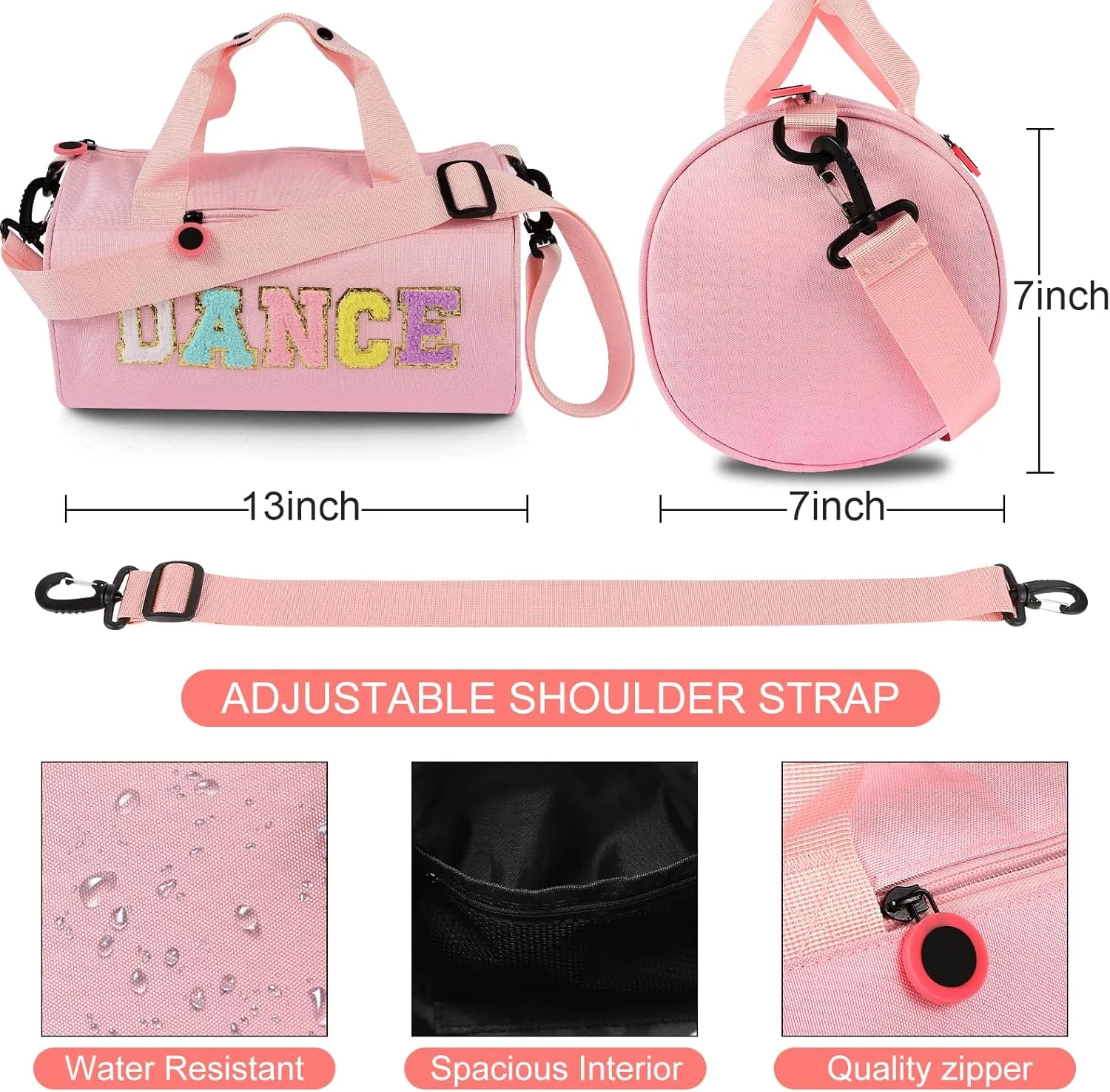Dance Ballet Bag for Girls Sport Gym Duffle Bags Overnight Travel Bags Fun Dance Workout Duffel Bag Toddler Kid Cute Bag for Dancers, Girls, Teens, Student Athletes