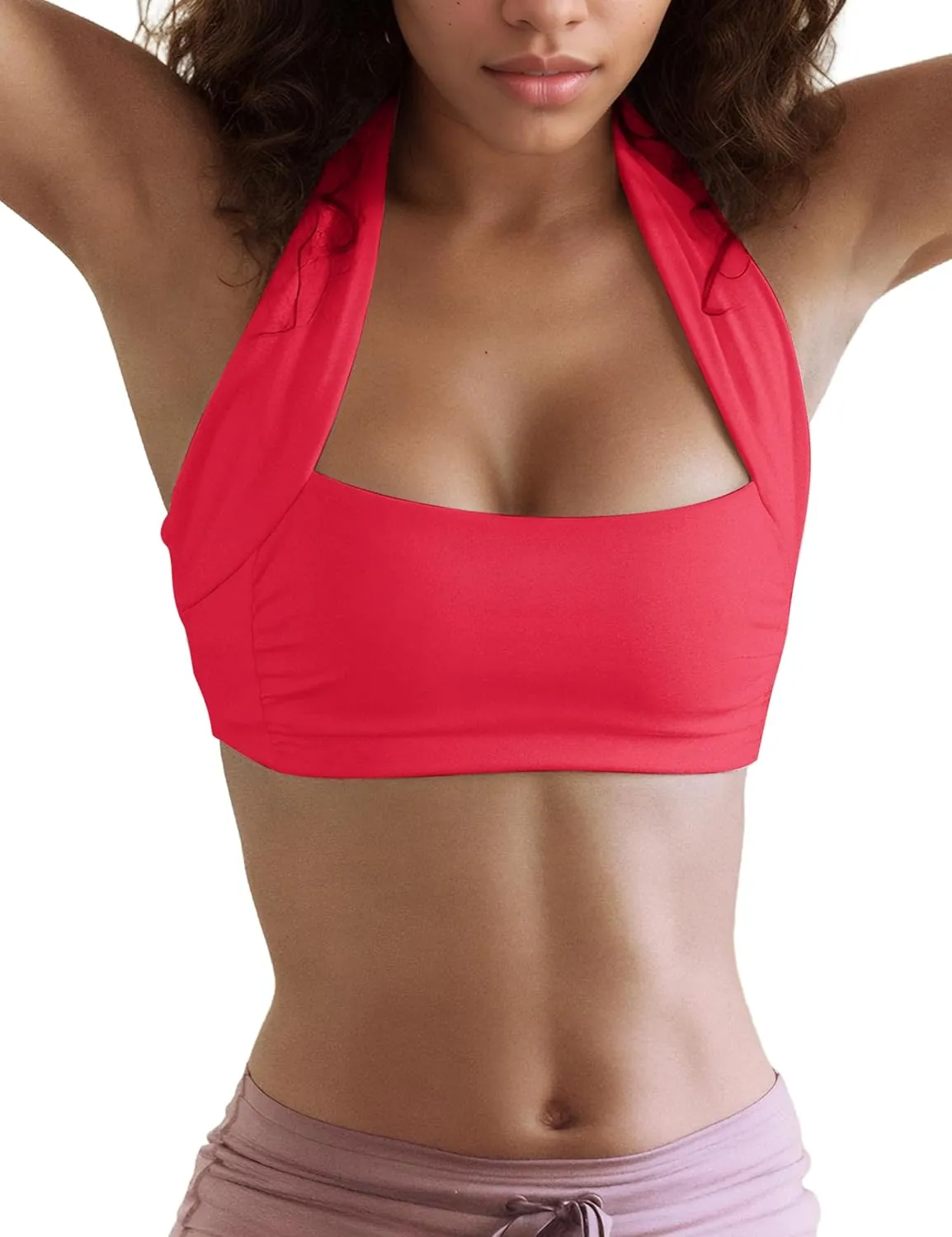 Don't Let Go Bra Square Neck Sports Bra for Women Backless Slim Fit Y Back Gym Yoga Padded Workout Crop Tank Tops