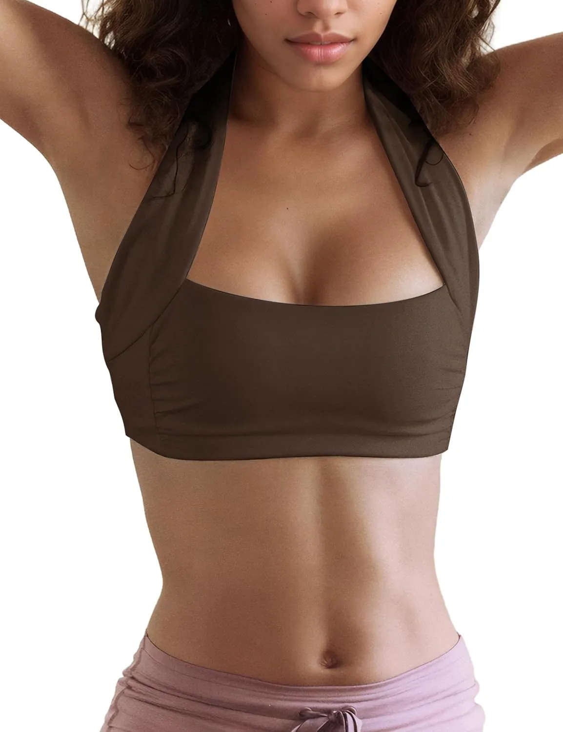 Don't Let Go Bra Square Neck Sports Bra for Women Backless Slim Fit Y Back Gym Yoga Padded Workout Crop Tank Tops