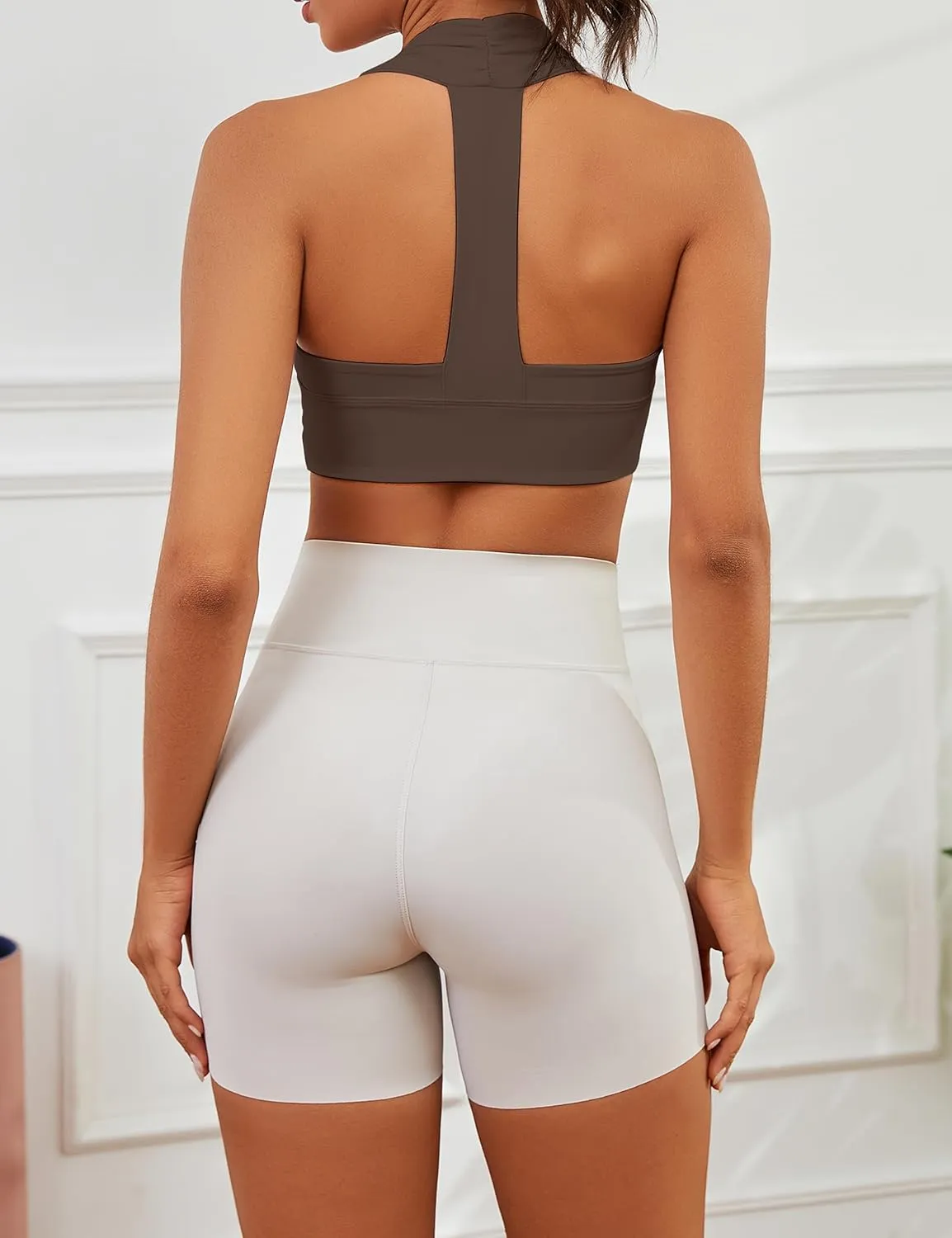 Don't Let Go Bra Square Neck Sports Bra for Women Backless Slim Fit Y Back Gym Yoga Padded Workout Crop Tank Tops
