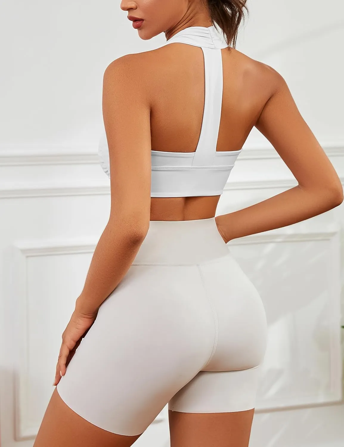 Don't Let Go Bra Square Neck Sports Bra for Women Backless Slim Fit Y Back Gym Yoga Padded Workout Crop Tank Tops