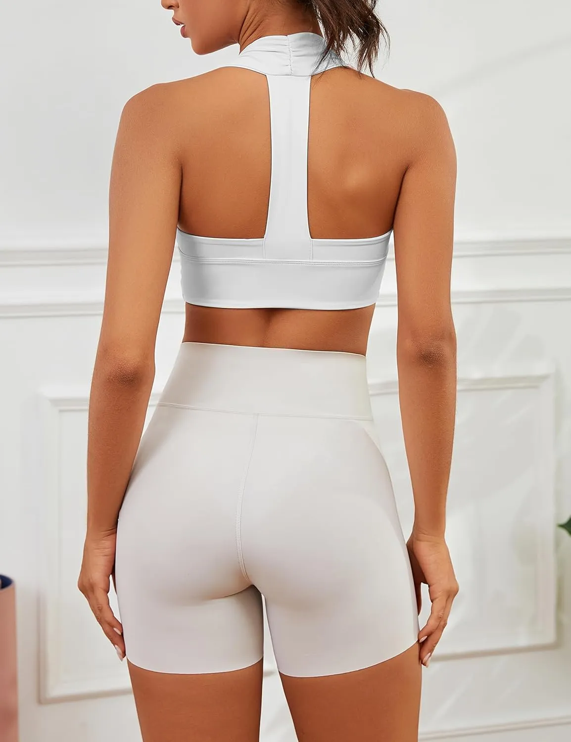Don't Let Go Bra Square Neck Sports Bra for Women Backless Slim Fit Y Back Gym Yoga Padded Workout Crop Tank Tops