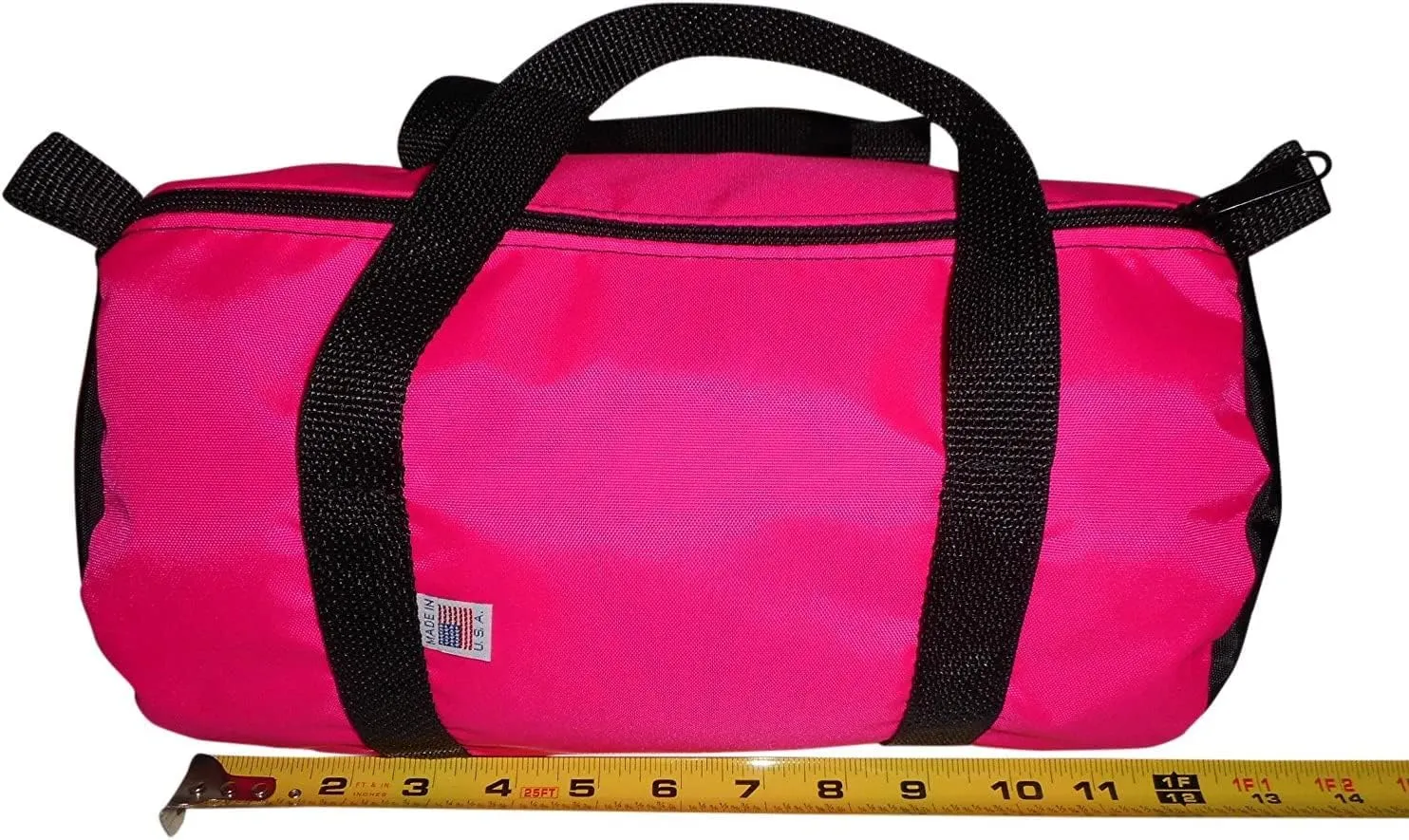 Duffle Bag Small Nylon 11 Inch width, Perfect for Work, Camping, Beach; Water Resistant Made In USA. (Black)