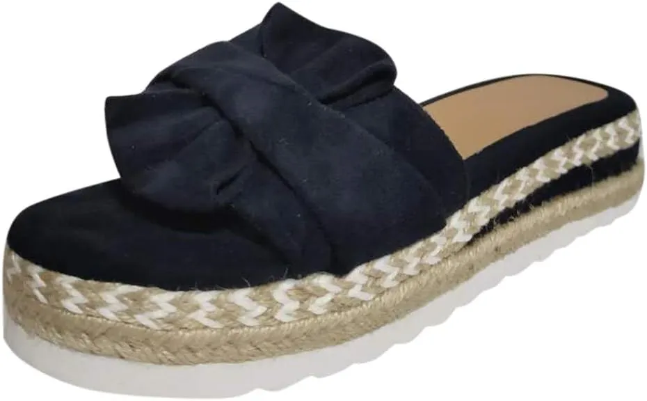 Eduavar Womens Wedge Sandals, Orthopedic Sandals for Women Bow Tie Sandals Slip On Espadrille Platform Sandals