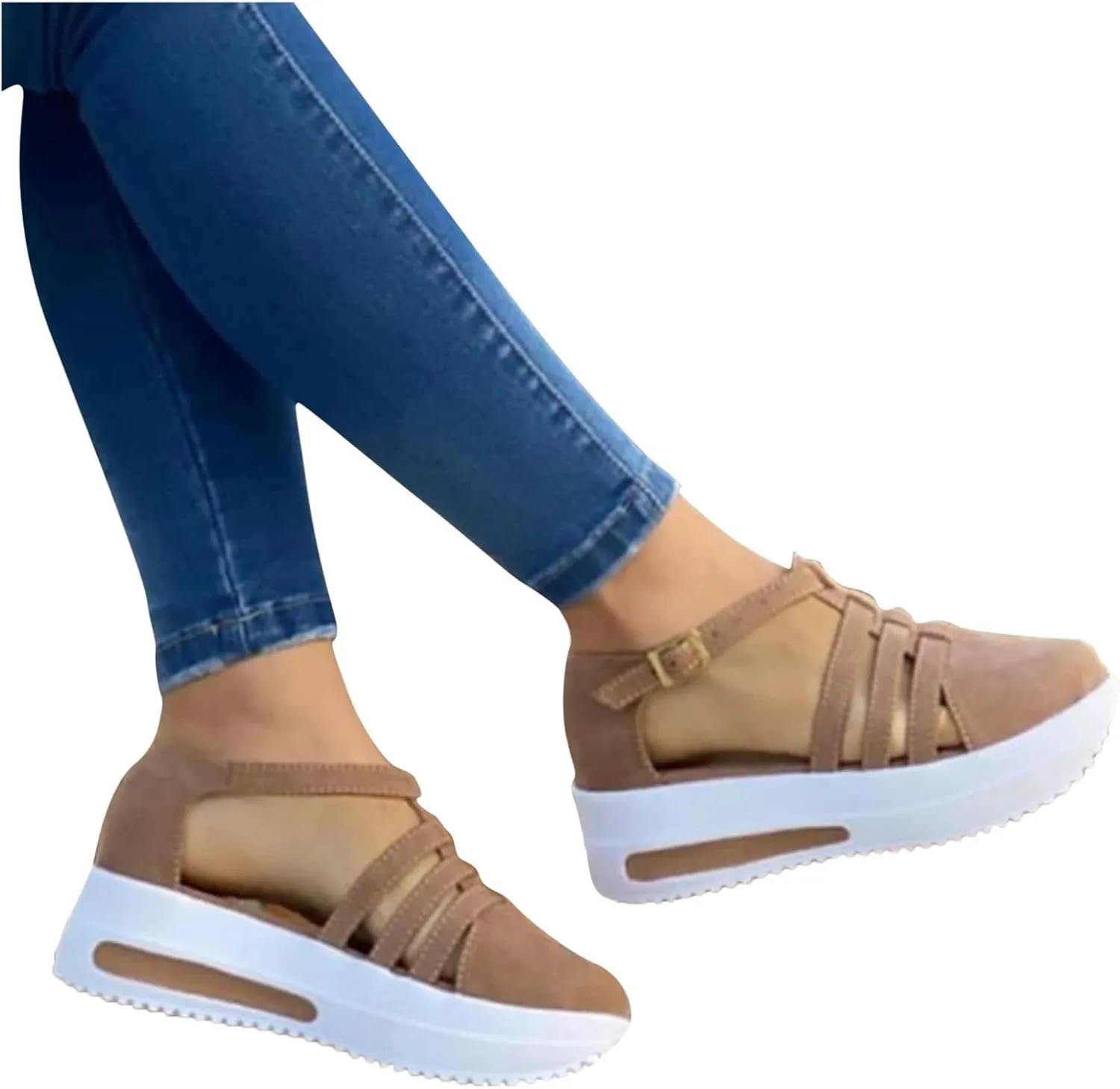 Eduavar Womens Wedge Sandals, Orthopedic Sandals for Women Closed Toe Sandals Plarform Sandals with Back Strap