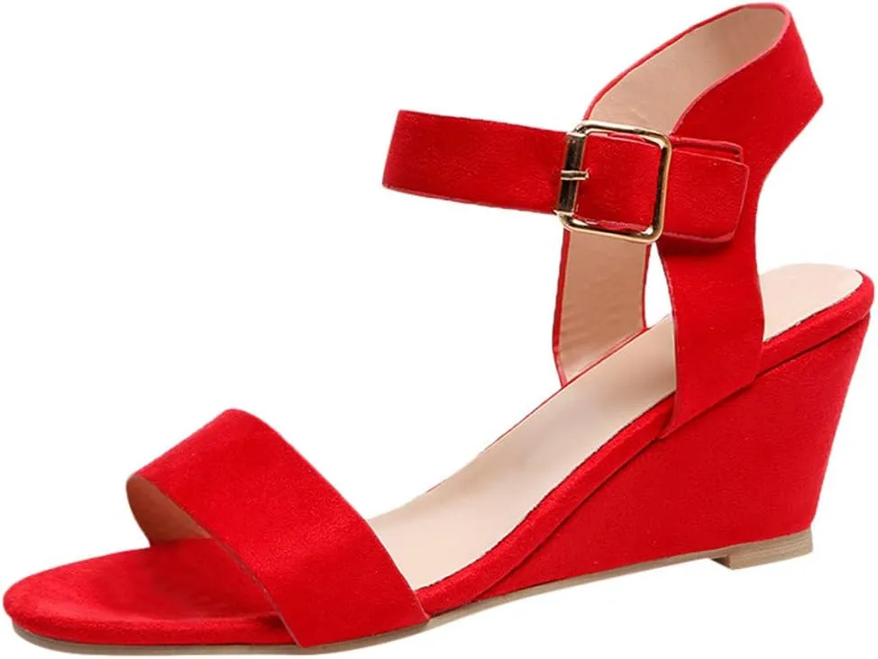 Eduavar Womens Wedge Sandals, Orthopedic Sandals for Women Open Toe Ankle Strap Wedge Sandals Summer Dress Shoes
